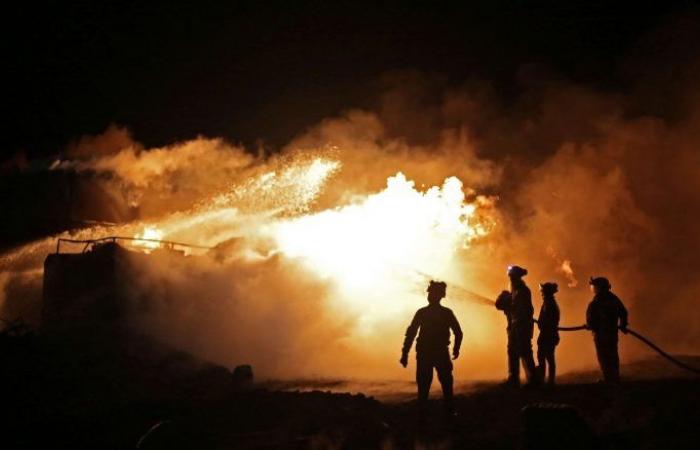 حريق في مصفاة النفط في حمص بسوريا