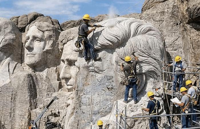 البدء بأعمال نحت وجه ترامب على جبل راشمور